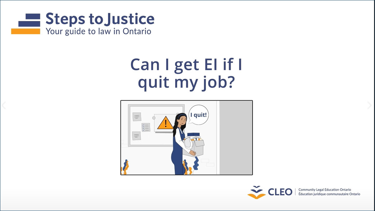 Watch this video to learn if you can get EI when you quit your job