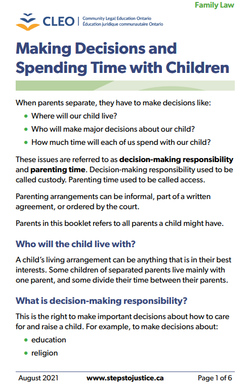 CLEO has new and revised family law publications - Steps to Justice