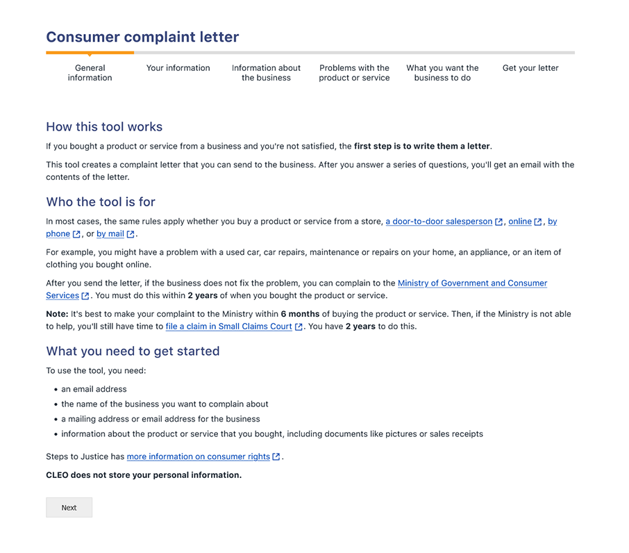 Consumer complaint letter