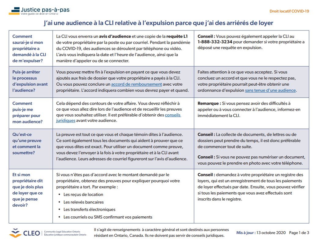 Expulsions pour non-paiement des loyers - En savoir plus sur les audiences d'expulsion relatives à la L1
