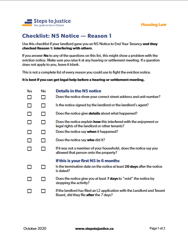 Housing Law Checklists