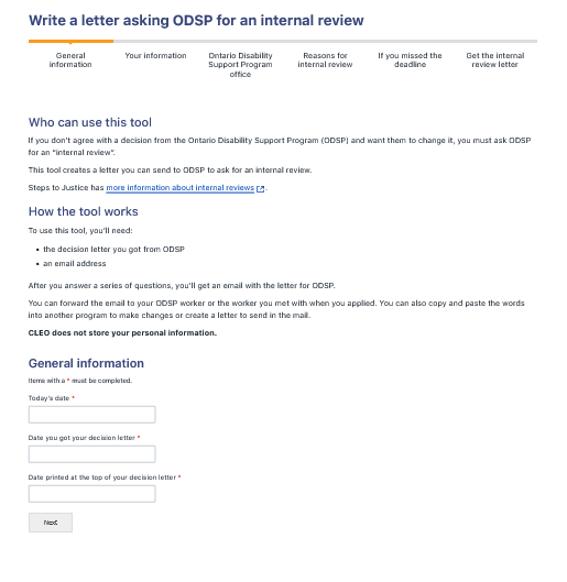 Use this letter-writing tool to ask ODSP for an internal review.